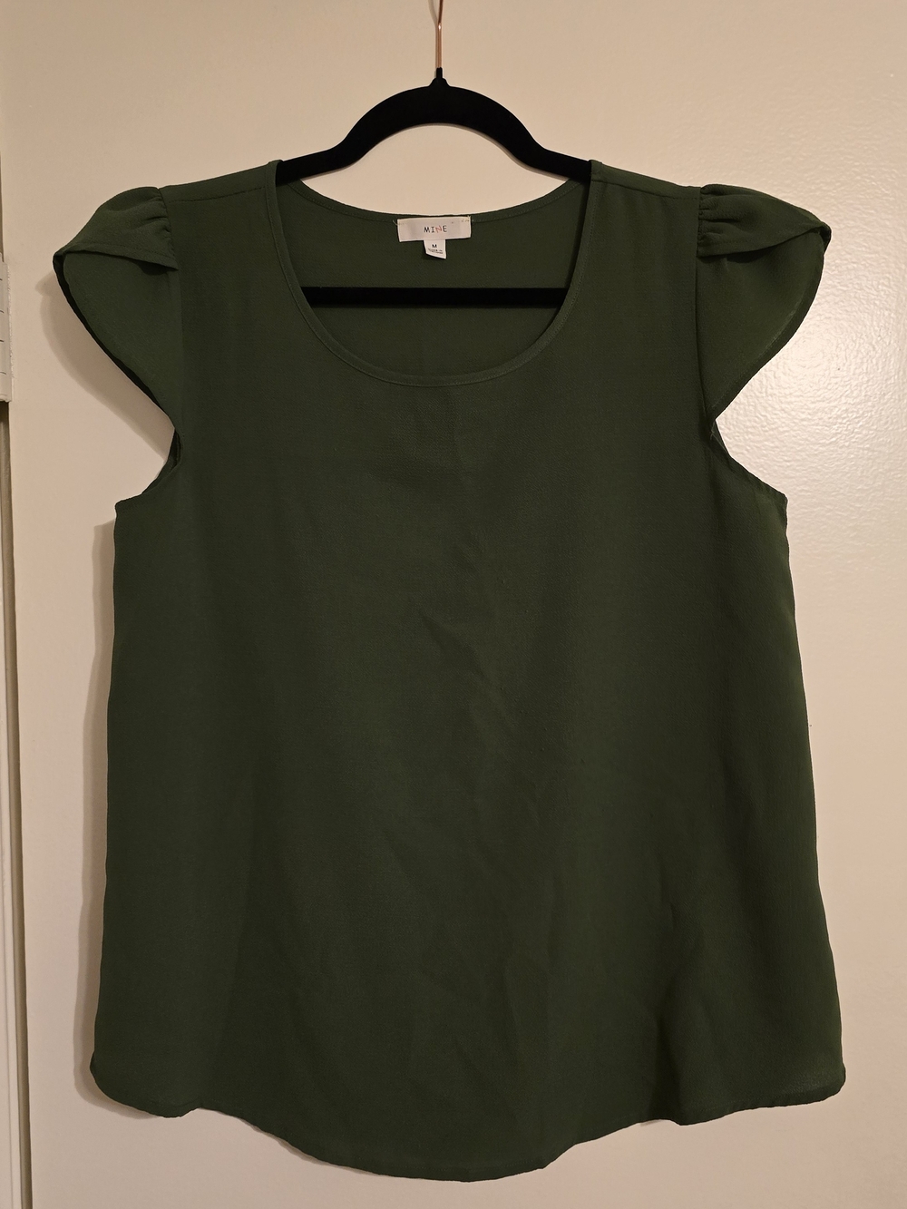 Mine Olive Green Cap Sleeve Scoop Neck Blouse